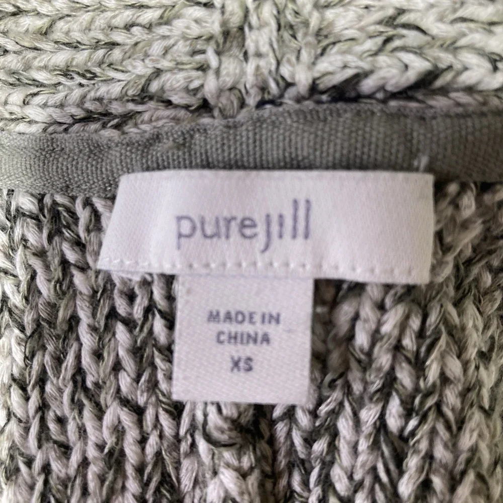 J. Jill Pure Jill Cardigan Sweater XS‎ Marled Knit Green Gray Tie Front Women